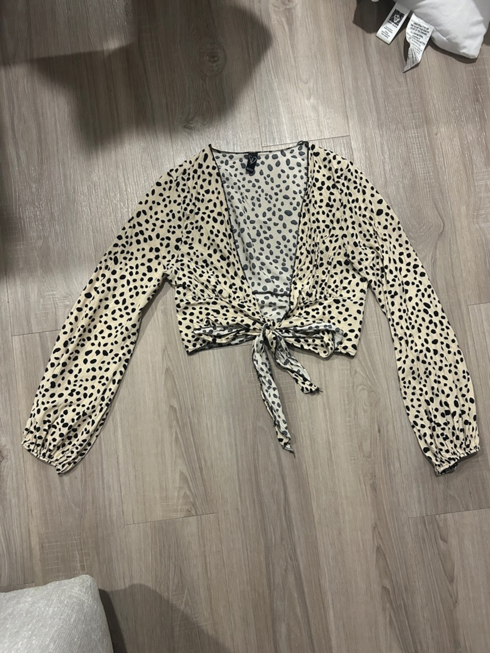 Windsor Beige and Black Tie-Front Leopard Print Tunic